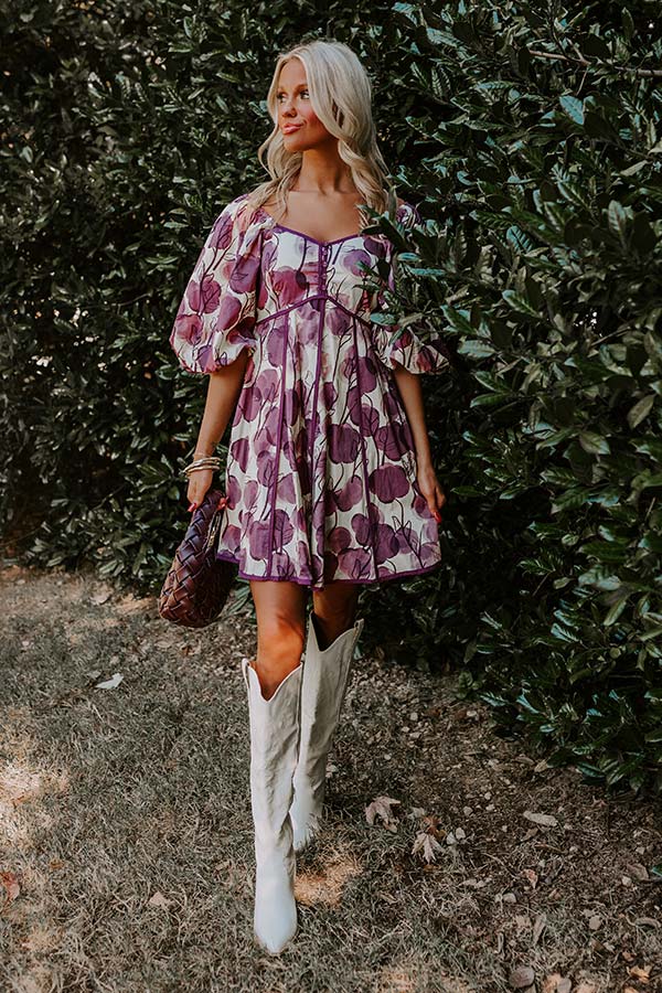 Autumn Stroll Babydoll Mini Dress in Purple Autumn Stroll Babydoll Mini Dress in Purple