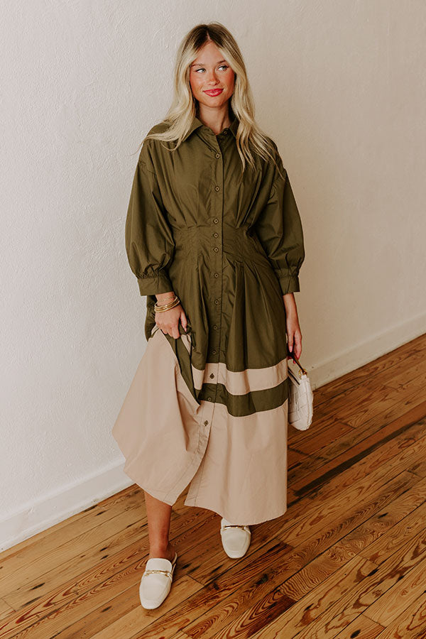 Hopeless Romantic Button Down Midi in Army Green – Impressions Online  Boutique