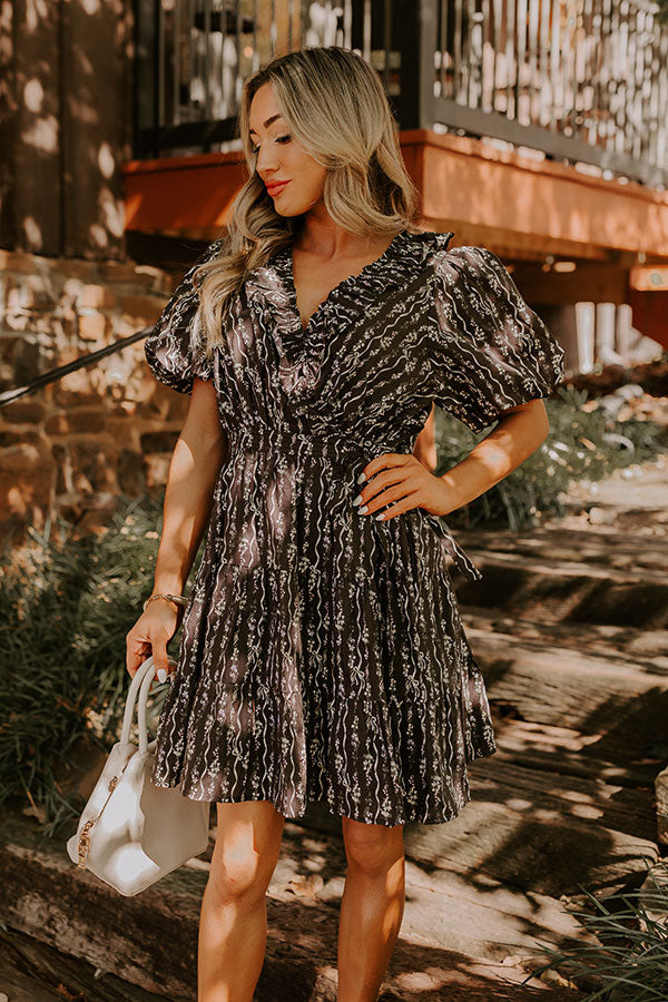 Whimsical Whispers Floral Mini Dress L / Black Whimsical Whispers Floral Mini Dress L / Black