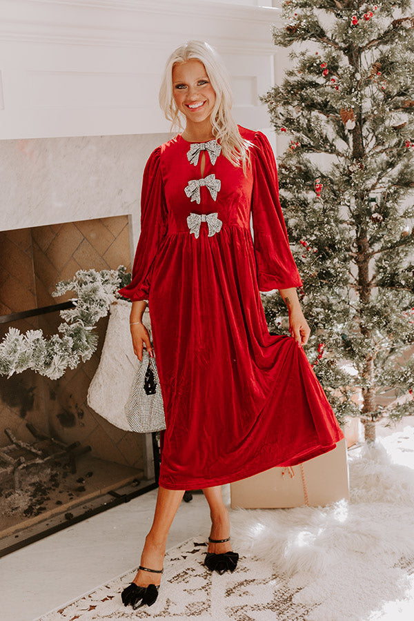 For The Love Of Bows Velvet Midi in Crimson Impressions Online Boutique For The Love Of Bows Velvet Midi in Crimson Impressions Online Boutique