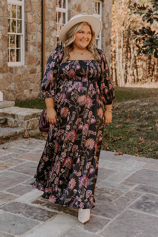 Autumn Encounters Satin Floral Maxi Dress Curves Autumn Encounters Satin Floral Maxi Dress Curves