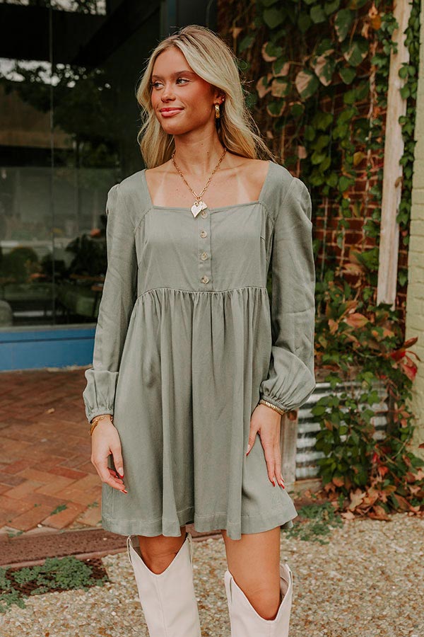 Rustic Bliss Babydoll Mini Dress S / olive Rustic Bliss Babydoll Mini Dress S / olive