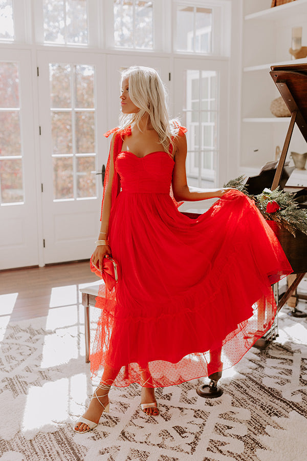 Twirls Around The Room Tulle Midi in Red S / Red Twirls Around The Room Tulle Midi in Red S / Red