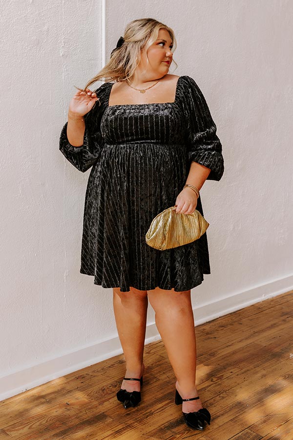 velvet mini cocktail dress Marienne Black Velvet Sequin Long Sleeve Mini Dress - US 6