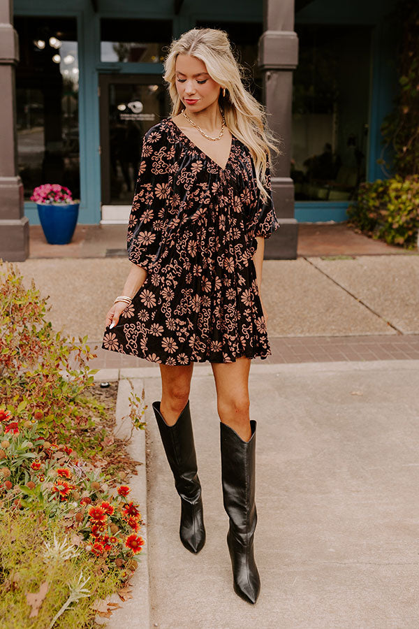 floral velvet mini dress Floral Velvet Sleeveless Mini Dress Brown Multi / 12 / F259438