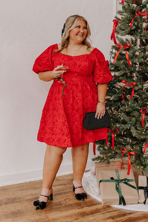 Holiday Happiness Jacquard Mini Dress in Red Curves Holiday Happiness Jacquard Mini Dress in Red Curves