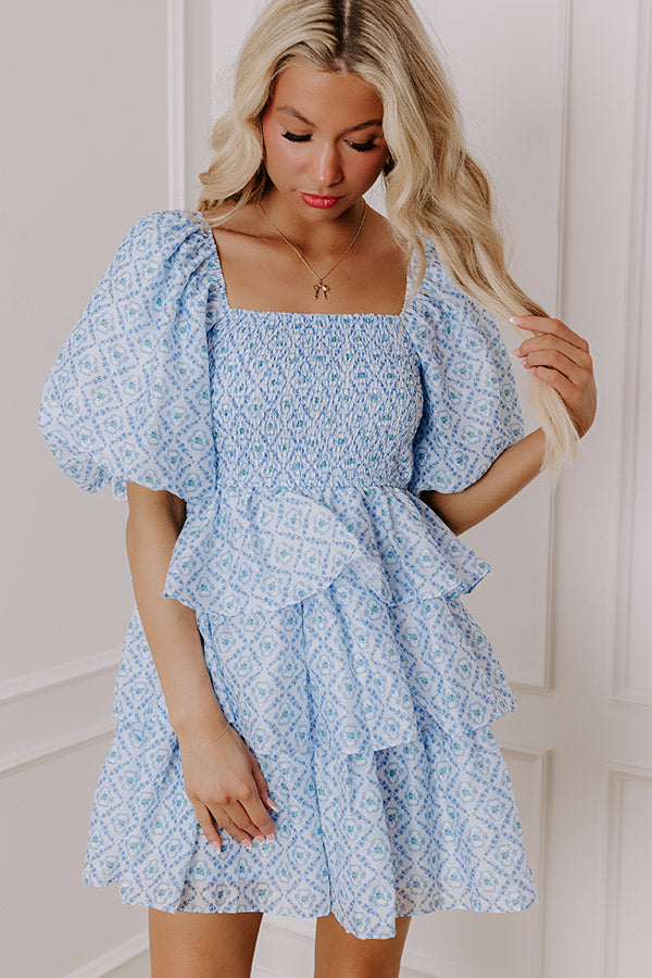blue tiered mini dress Arrabel Tiered Ruffle Mini Dress Sky Blue