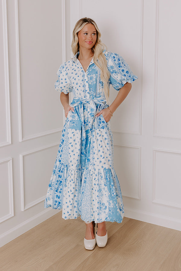 Love-Struck Floral Midi Dress in Sky Blue Love-Struck Floral Midi Dress in Sky Blue
