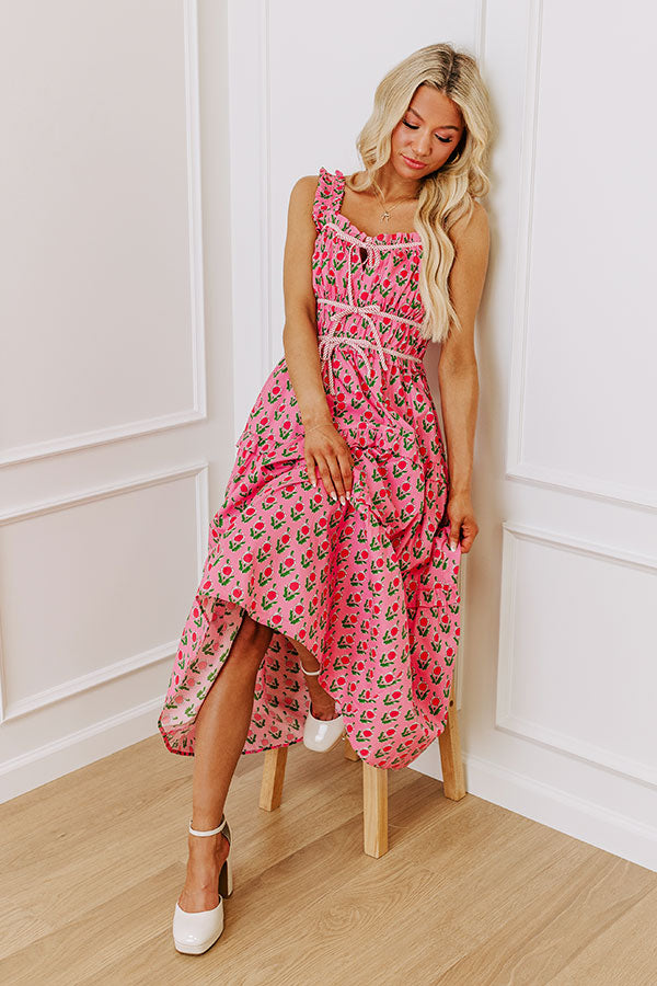 Southern Charm Floral Midi Dress in Pink Southern Charm Floral Midi Dress in Pink