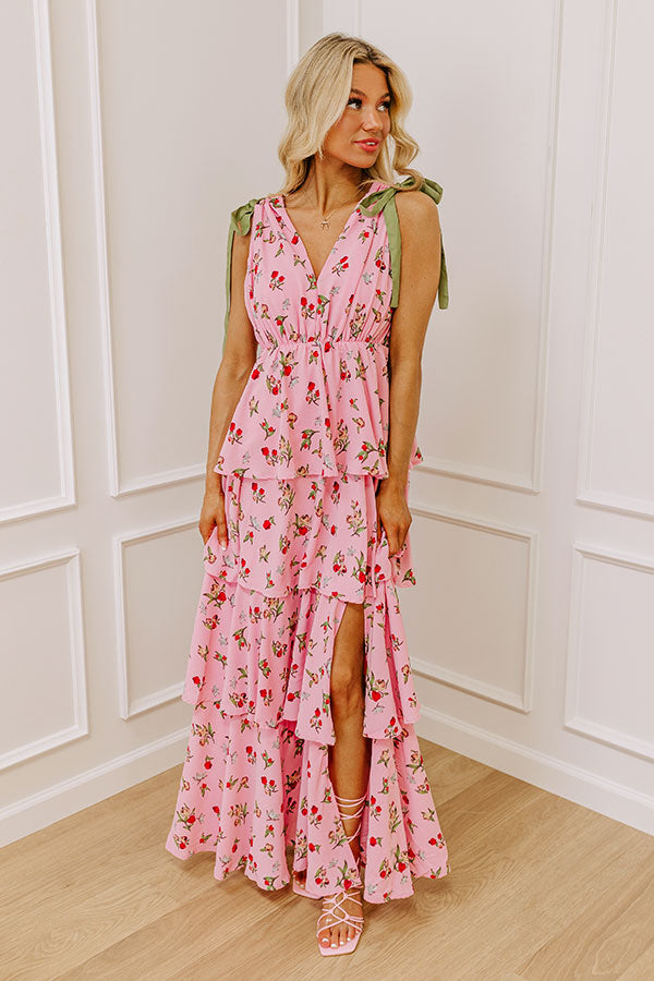 pink dream garden maxi dress Garden Dreams Satin Maxi Dress - Pink/combo