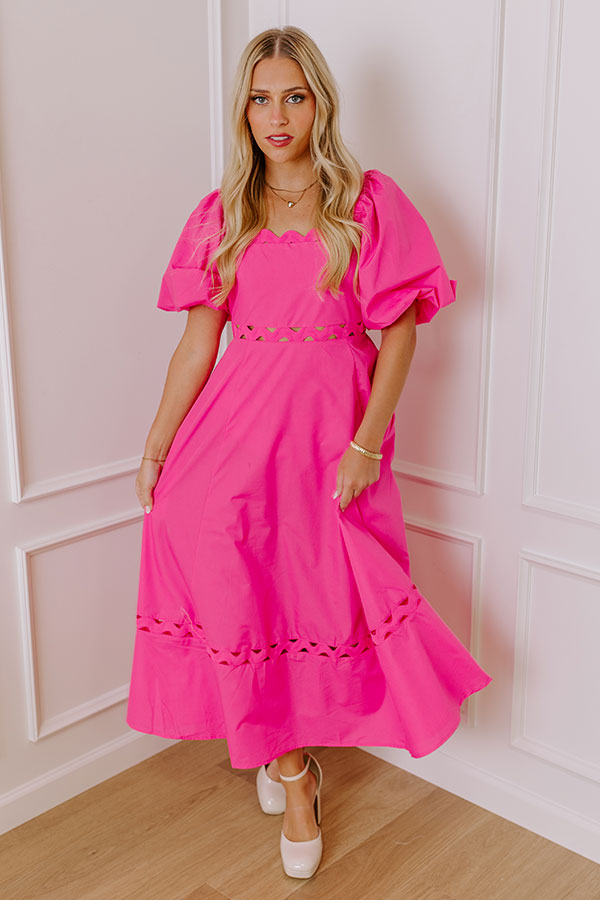 Margaritas Please Cut Out Midi Dress in Hot Pink S / hot-pink Margaritas Please Cut Out Midi Dress in Hot Pink S / hot-pink