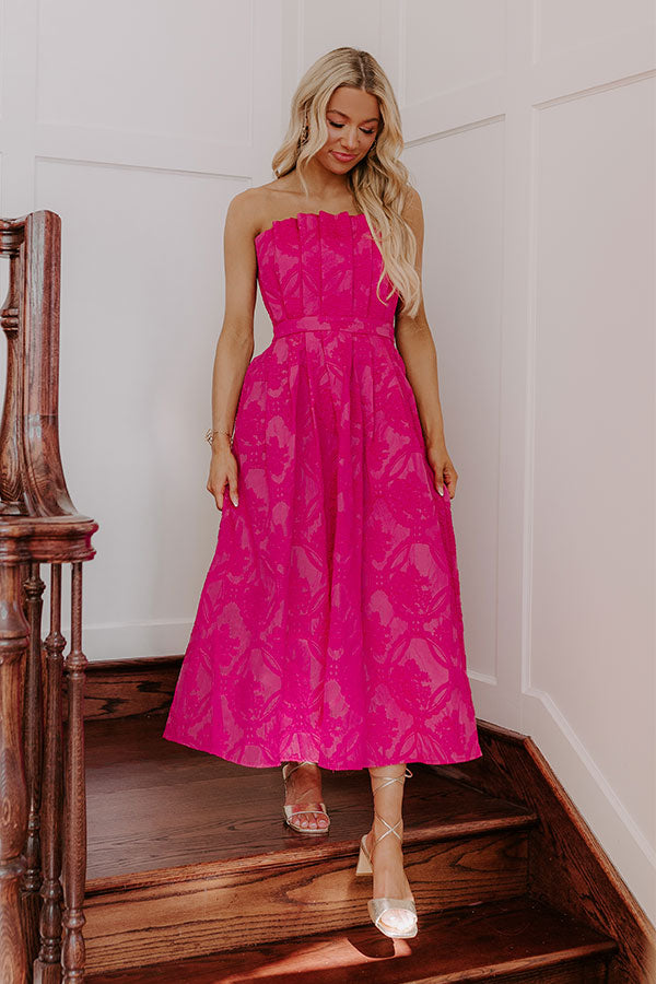 Night At The Gala Jacquard Midi in Hot Pink Night At The Gala Jacquard Midi in Hot Pink