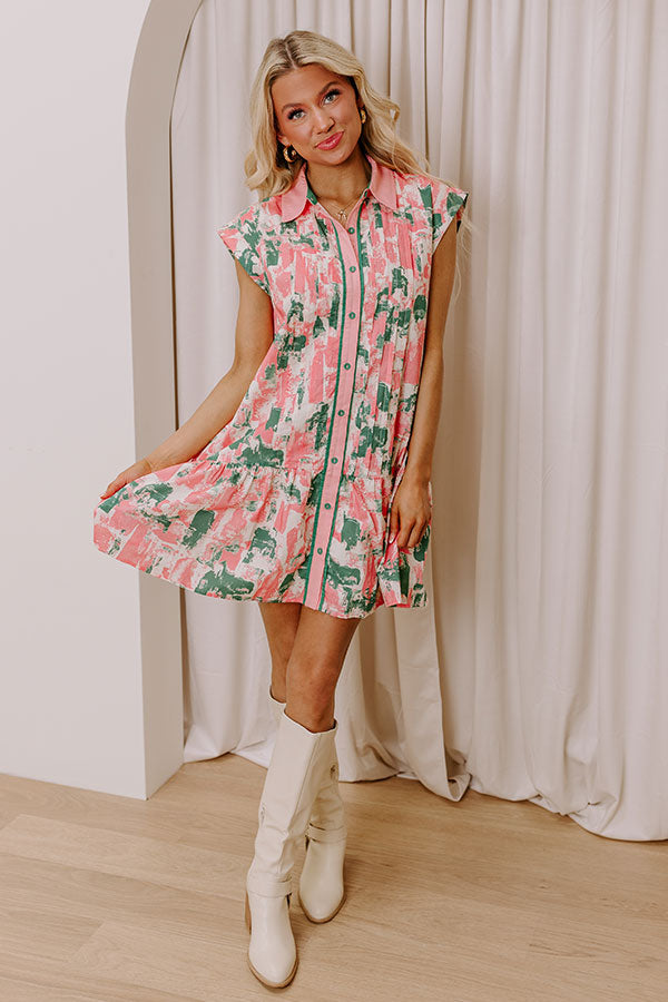 Artistic Flow Button Down Mini Dress in Green M / Green Artistic Flow Button Down Mini Dress in Green M / Green