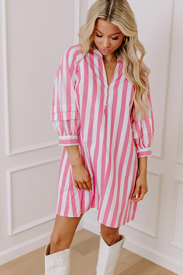 Sippin' Rose Stripe Mini Dress L / Pink Sippin' Rose Stripe Mini Dress L / Pink