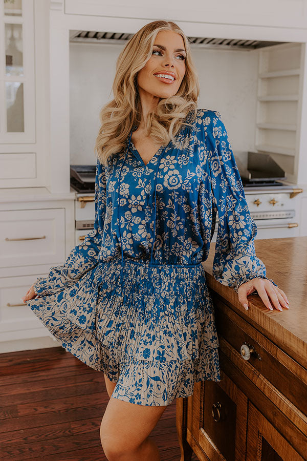 Spring Fling Floral Mini Dress S / ocean-blue Spring Fling Floral Mini Dress S / ocean-blue