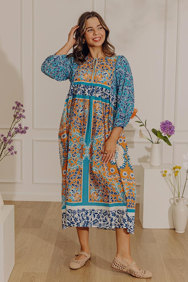 Feeling Boho Floral Midi Dress Xs / Mustard Feeling Boho Floral Midi Dress Xs / Mustard