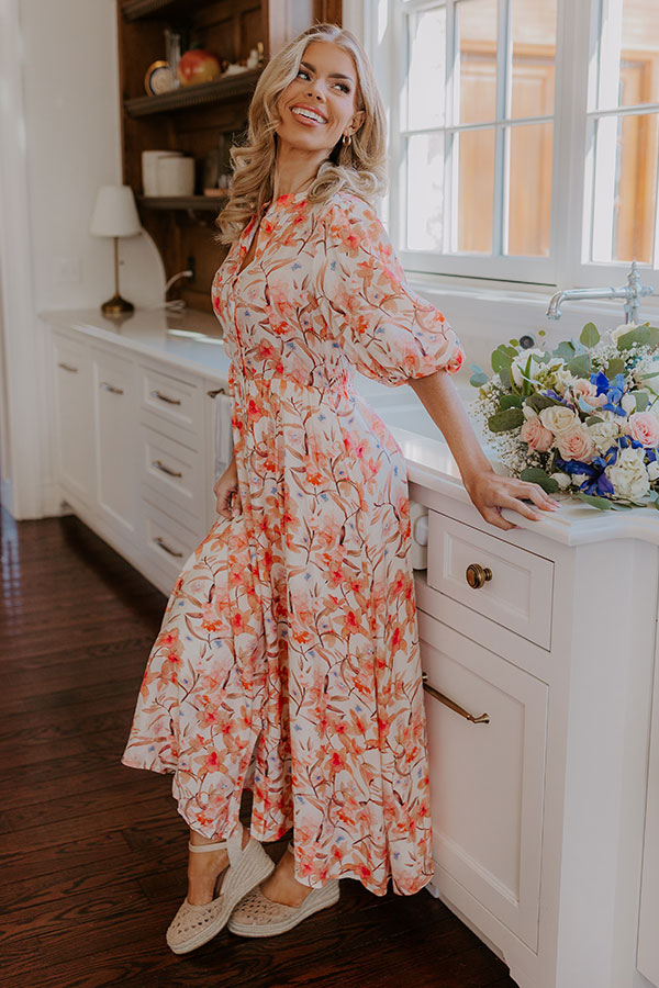Bellini's Please Floral Midi Dress S / peach Bellini's Please Floral Midi Dress S / peach