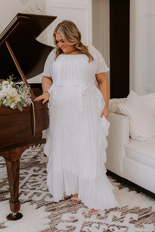 Lost In Your Eyes Pleated Maxi Dress Curves 2XL / White