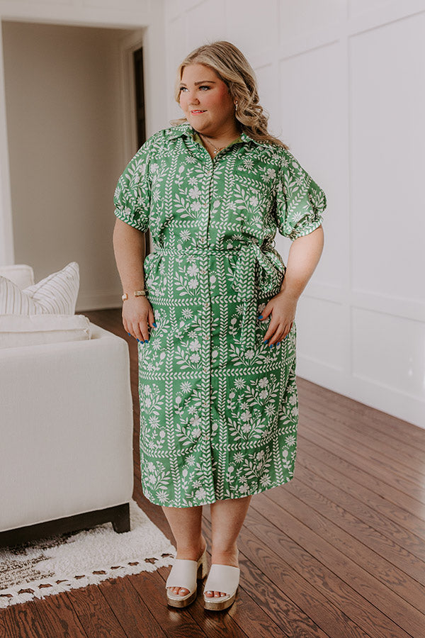 Patio Brunch Floral Midi Dress Curves 3XL / green Patio Brunch Floral Midi Dress Curves 3XL / green