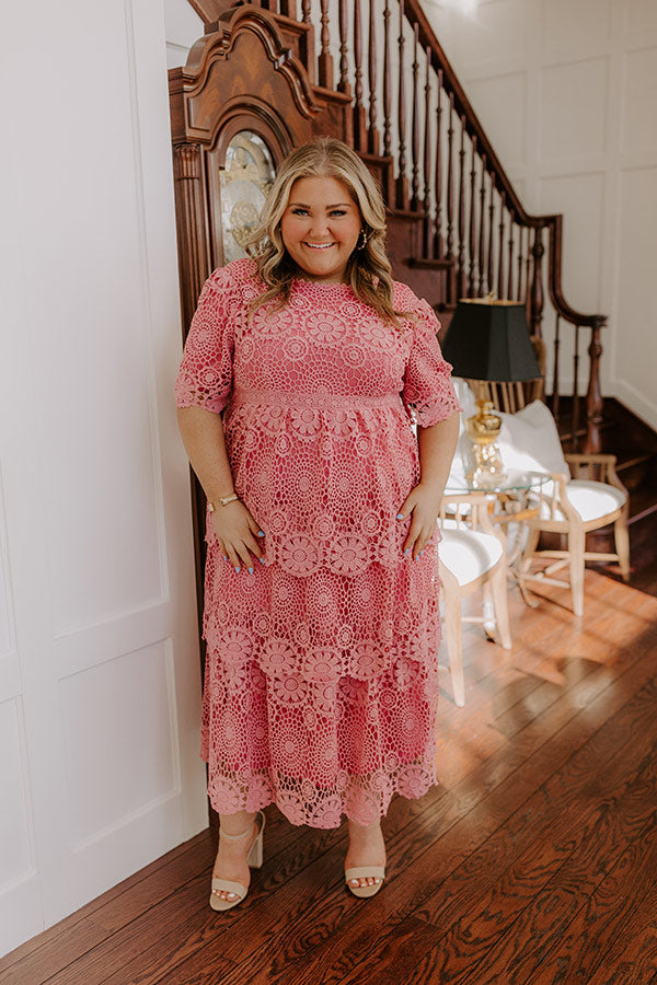 Budding Beauty Crochet Tiered Midi Dress Curves Budding Beauty Crochet Tiered Midi Dress Curves