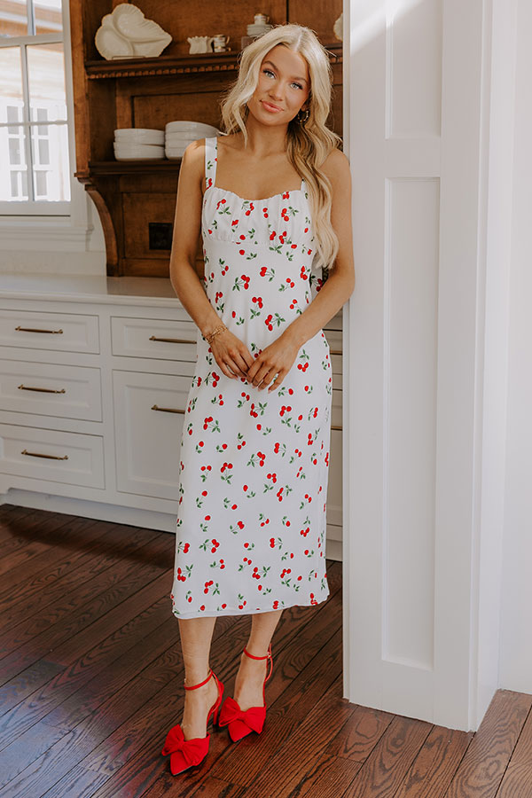 Sweet Like Cherry Pie Midi Dress L / White Sweet Like Cherry Pie Midi Dress L / White