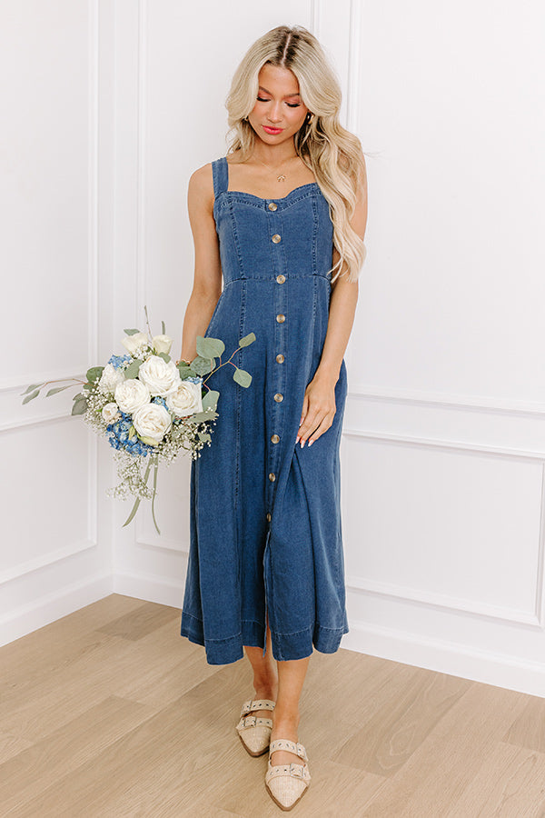 Caught Your Glance Chambray Midi Dress Caught Your Glance Chambray Midi Dress