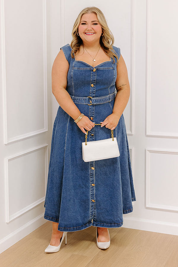 knee length dresses for ladies Chambray Stitch & Bloom Embroidered Maxi Dress, Denim Large knee length dresses for ladies Chambray Stitch & Bloom Embroidered Maxi Dress, Denim Large