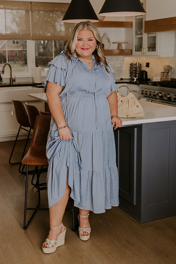 midi dress night out The Unspoken Midi Dress | Lantern Sleeve Date Night Dress