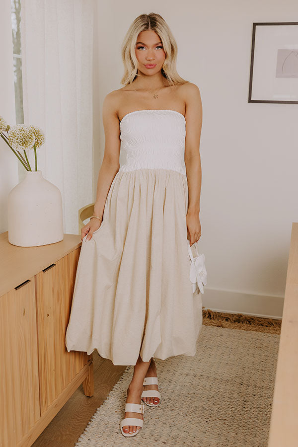 Coastal Cove Linen Midi Dress in White S / White Coastal Cove Linen Midi Dress in White S / White
