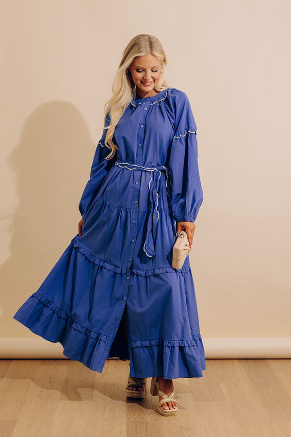 Small Town Charisma Button Down Maxi Dress L / indigo Small Town Charisma Button Down Maxi Dress L / indigo