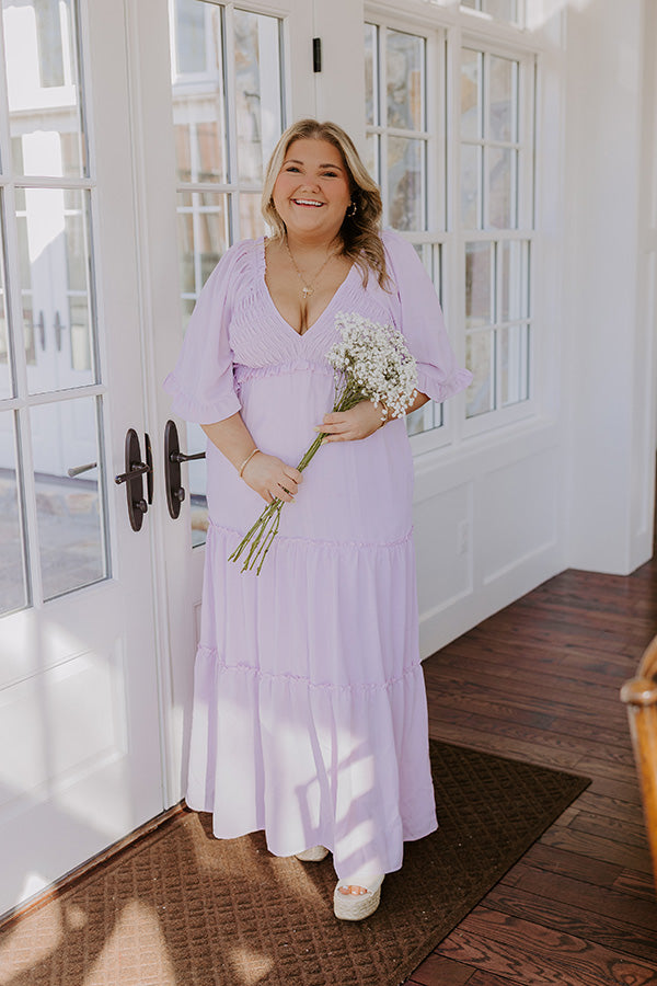 Charming Glance Tiered Maxi Dress in Dusty Purple Curves Charming Glance Tiered Maxi Dress in Dusty Purple Curves