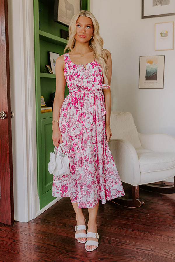 French Courtyard Floral Midi Dress L / fuchsia French Courtyard Floral Midi Dress L / fuchsia