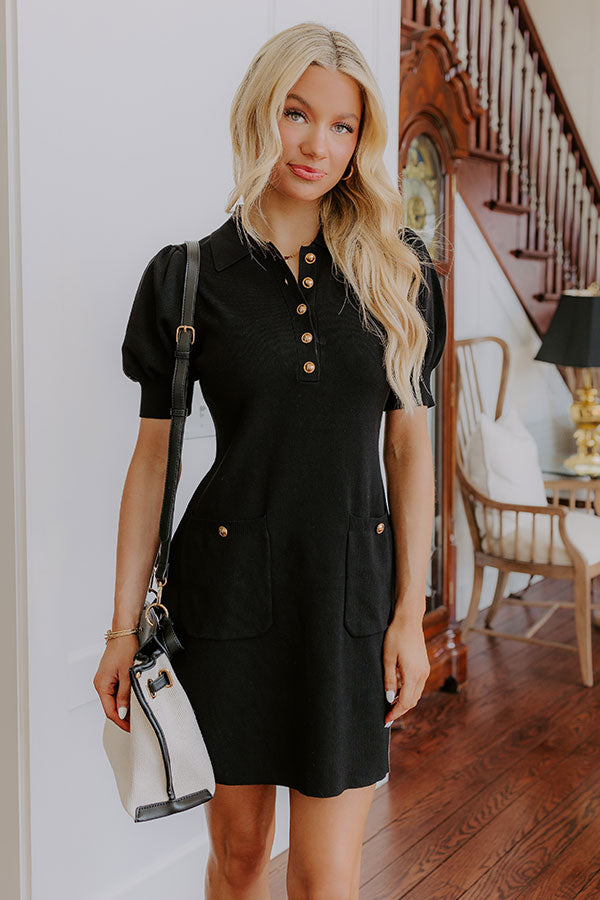Vino On The Patio Knit Mini Dress in Black M / Black