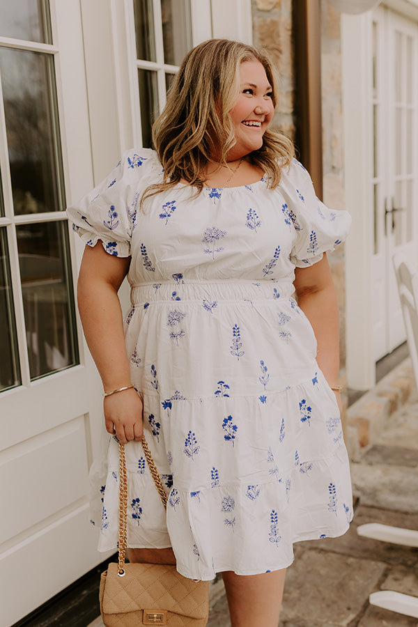 Botanical Moment Embroidered Mini Dress Curves 2XL / blue Botanical Moment Embroidered Mini Dress Curves 2XL / blue