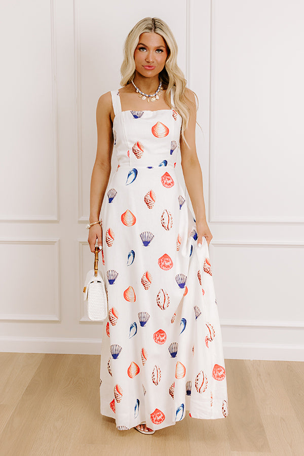 Seashells And Sunshine Linen-Blend Maxi Dress S / White Seashells And Sunshine Linen-Blend Maxi Dress S / White