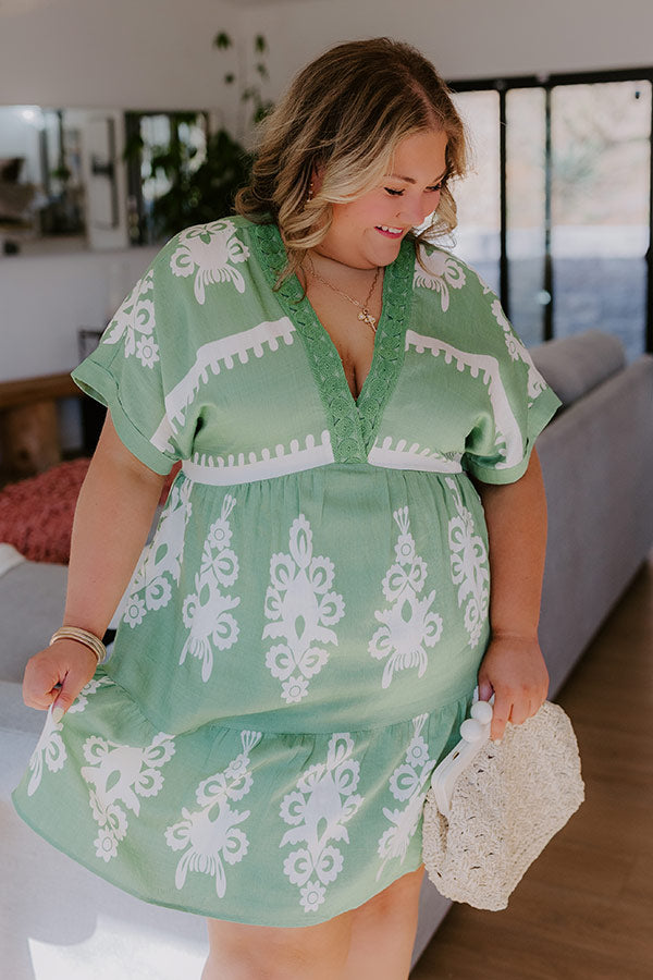 Resort Chic Mini Dress in Green Curves 2XL / Green Resort Chic Mini Dress in Green Curves 2XL / Green