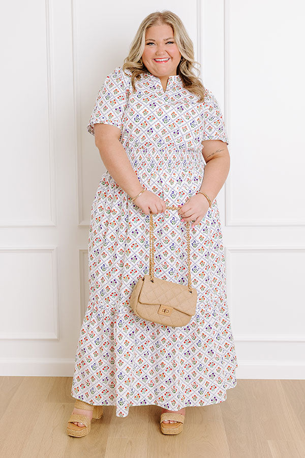 Brunch Babe Floral Maxi Dress in White Curves 1XL / White Brunch Babe Floral Maxi Dress in White Curves 1XL / White