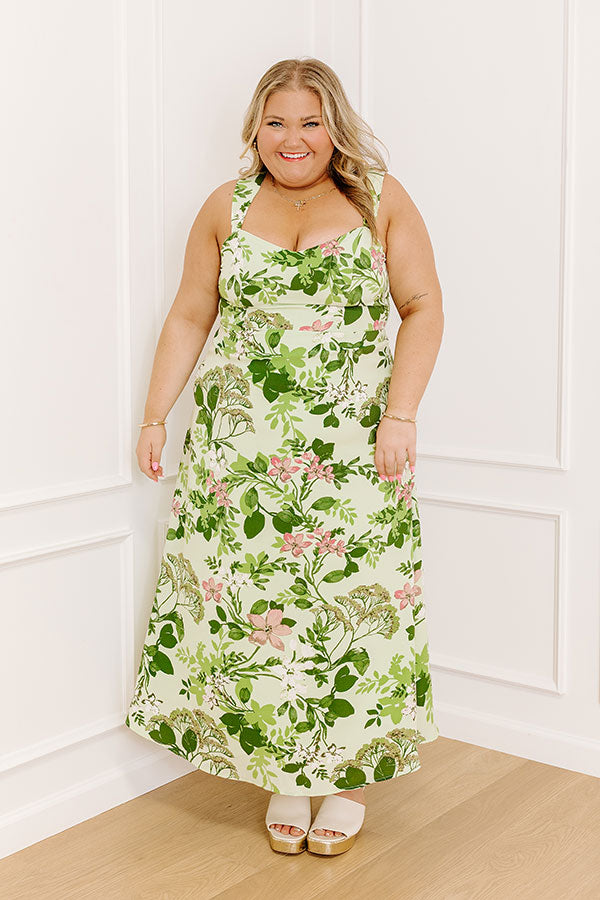 Small Town Charm Floral Maxi Dress in Green Curves 1XL / Green Small Town Charm Floral Maxi Dress in Green Curves 1XL / Green