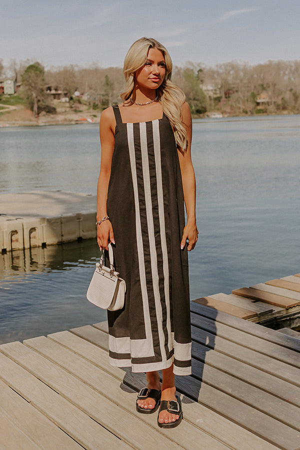 beachside midi dress Beachside Bliss Linen-Blend Midi Dress in Black