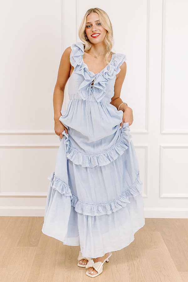Chateau Vineyard Front Tie Maxi Dress S / sky blue Chateau Vineyard Front Tie Maxi Dress S / sky blue