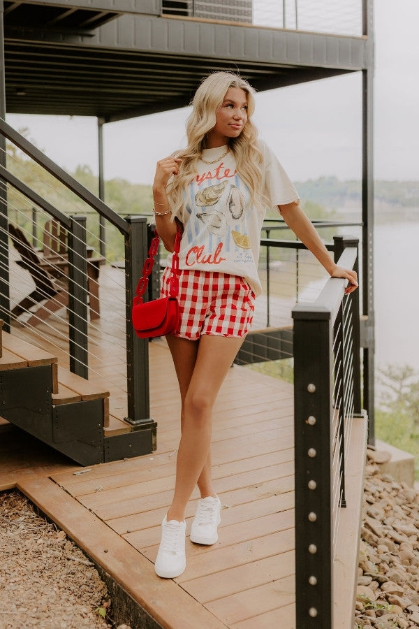 The Charlie High Waist Gingham Shorts L / red The Charlie High Waist Gingham Shorts L / red