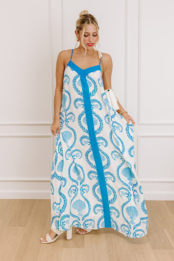 Oceanside Bliss Floral Maxi Dress L / blue Oceanside Bliss Floral Maxi Dress L / blue