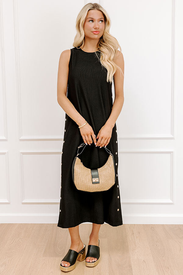 Santa Monica Chic Ribbed Midi Dress in Black  Impressions Online Boutique