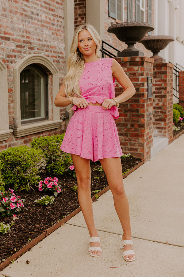 Prosecco Sippin' High Waist Eyelet Shorts