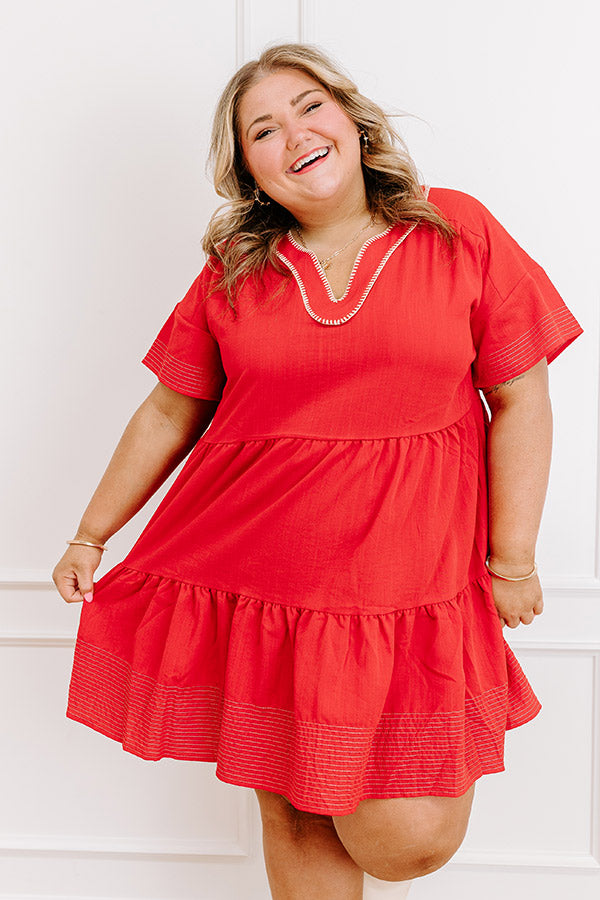 red tiered mini dress red layered mini dress