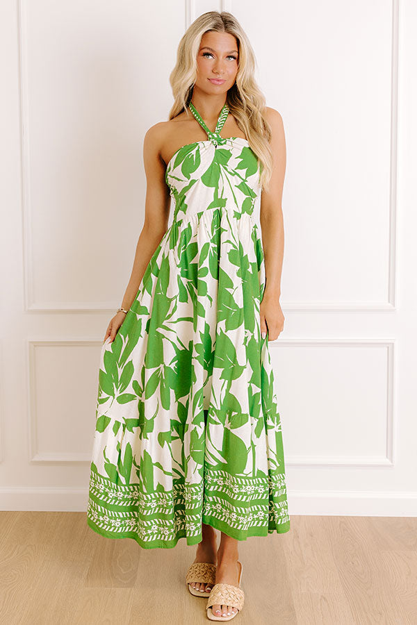 Vacay Vibes Floral Linen-Blend Maxi Dress M / lime Vacay Vibes Floral Linen-Blend Maxi Dress M / lime