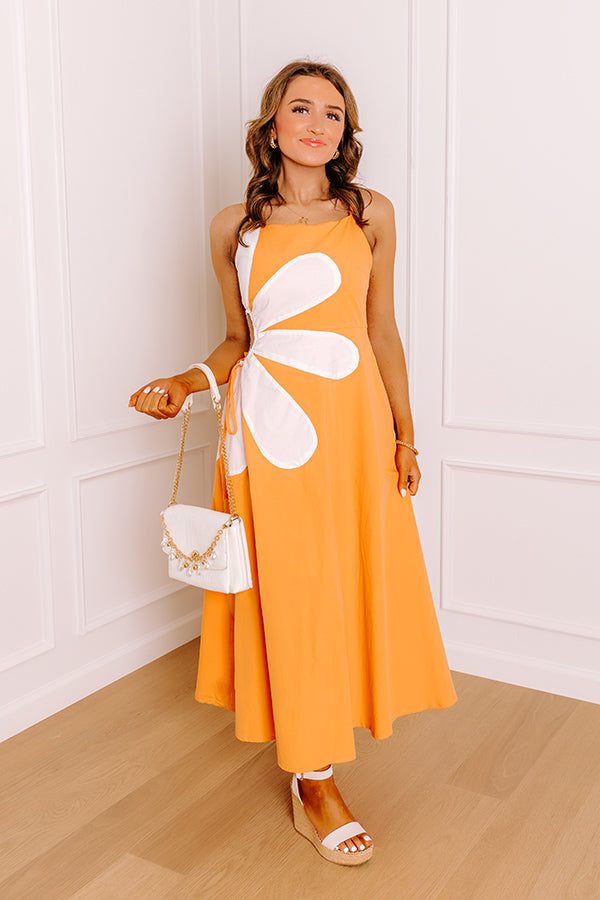 Floral Daydream Cut Out Midi Dress in Orange S / Orange Floral Daydream Cut Out Midi Dress in Orange S / Orange