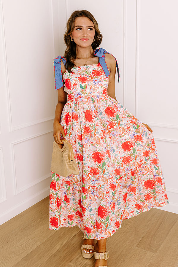 Strolling Through Granada Floral Maxi Dress L / Red Strolling Through Granada Floral Maxi Dress L / Red
