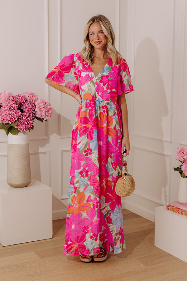 Paradise Garden Floral Maxi Dress Xs / Pink Paradise Garden Floral Maxi Dress Xs / Pink