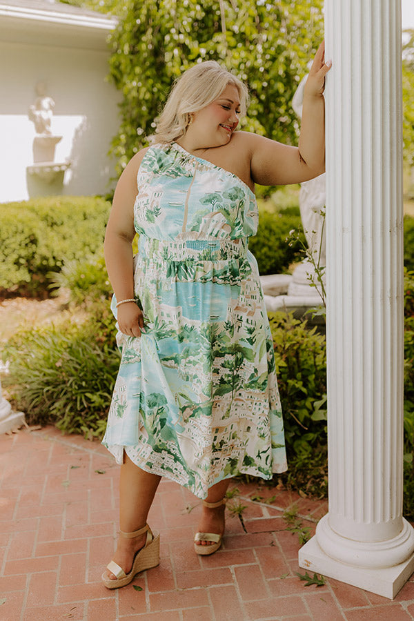 Strolling Through Capri Linen-Blend Midi Dress Curves 2XL / aqua Strolling Through Capri Linen-Blend Midi Dress Curves 2XL / aqua